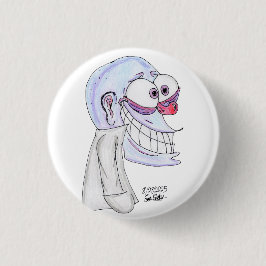 Bóton Redondo 2.54cm personagem azul sorrindo com casaco