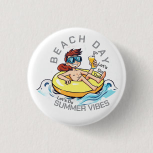 Bóton Redondo 2.54cm Personagem de desenho animado no Dia da Praia no A