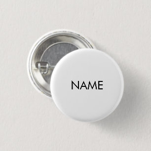 Bóton Redondo 2.54cm Personalizar com nome, branco preto minimalista de