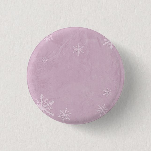 Bóton Redondo 2.54cm PERSONALIZE o papel 3 do floco de neve - rosa (Frente)