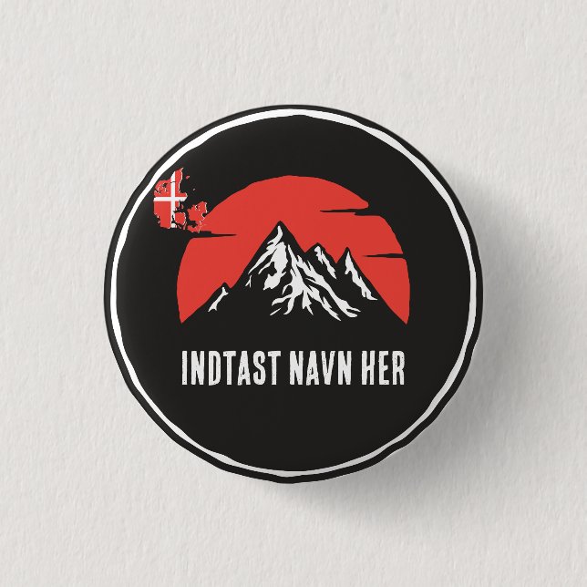 Bóton Redondo 2.54cm Personligt bynavn Danmark rundt design (Frente)