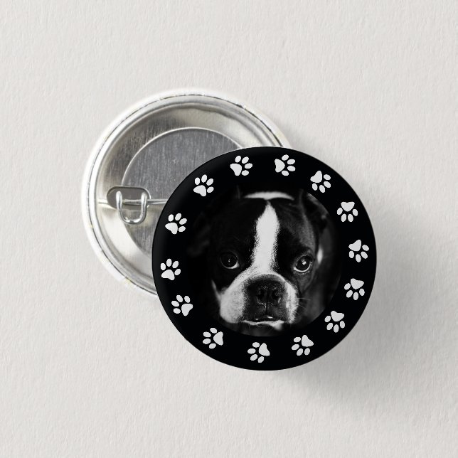 Bóton Redondo 2.54cm Pet Puppy Dog Photo Paws Frame Round Brooch (Frente & Verso)