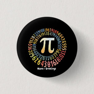 Bóton Redondo 2.54cm Pi Day Engraçado Números em Espiral Matemática Leg