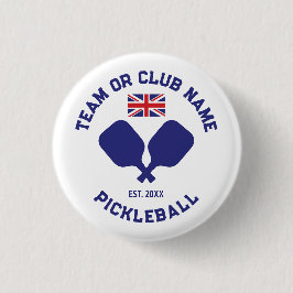 Bóton Redondo 2.54cm Pickleball Club Team UK United Kingdom Flag Custom