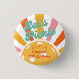 Bóton Redondo 2.54cm Pickleball Party Colorida Retro Sun Burst Personal