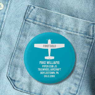 Bóton Redondo 2.54cm Piloto Estudante Primeiro Vôo Solo Aviação Persona
