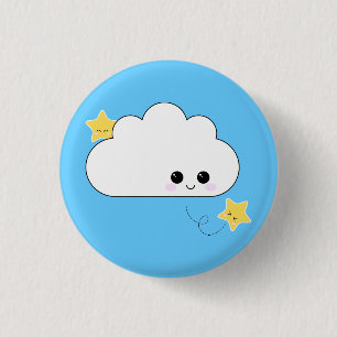 Bóton Redondo 2.54cm Pin da nuvem de Kawaii Kokeshi