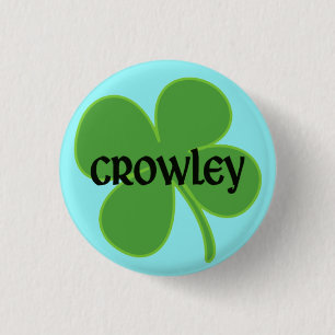 Bóton Redondo 2.54cm Pin de Crowley da cerceta com trevo