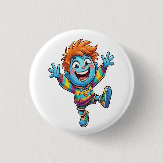 Bóton Redondo 2.54cm Pin Decorativo Niño Azul Feliz Alegría y Energía P