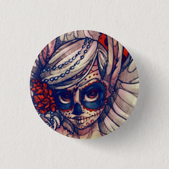 Bóton Redondo 2.54cm Pin do coelho de SugarSkull (Frente)