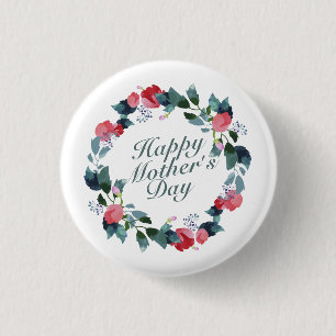 Bóton Redondo 2.54cm Pin floral da grinalda do dia das mães feliz