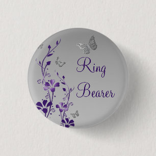 Bóton Redondo 2.54cm Pin floral do portador de anel da borboleta de