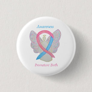 Bóton Redondo 2.54cm Pin Personalizado de Fita de Angel de Consciência