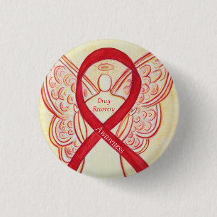 Bóton Redondo 2.54cm Pin Personalizado do Anjo da Fita de Sensibilizaç