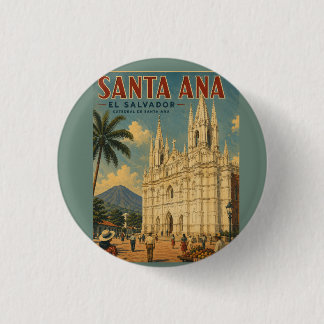 Bóton Redondo 2.54cm Pin  Santa Ana, El Salvador  Retro poster