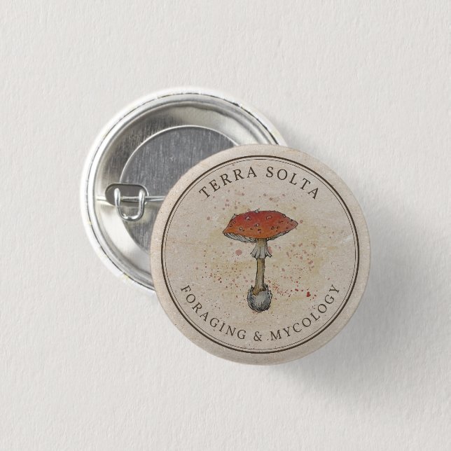 Bóton Redondo 2.54cm Pin Terra Solta - Foraging & Mycology (Frente & Verso)