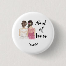 Pinback do Partido Bridal do Casamento de madrinha