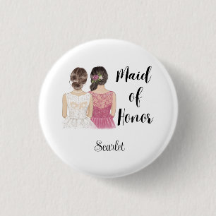 Bóton Redondo 2.54cm Pinback do Partido Bridal do Casamento de madrinha