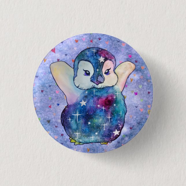 Bóton Redondo 2.54cm Pinguim chamado Button (Frente)