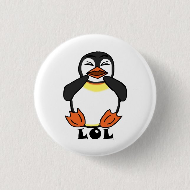 Bóton Redondo 2.54cm Pinguim Rindo LOL (Frente)