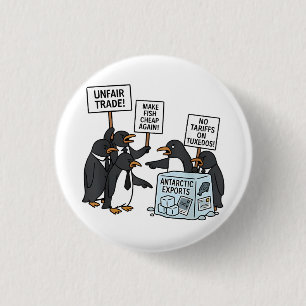 Bóton Redondo 2.54cm Pinguins contra Tarifas Anti Trump