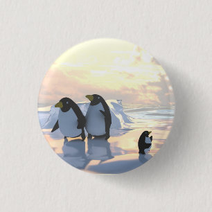 Bóton Redondo 2.54cm pinguins relaxando numa banquisa