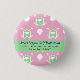Bóton Redondo 2.54cm Pink & Green - Golf League Party Favor Button