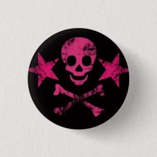 Bóton Redondo 2.54cm pink-skulls2