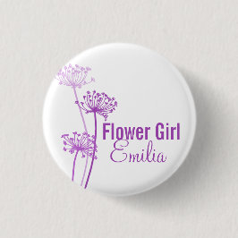 Bóton Redondo 2.54cm Pino de casamento roxo da flor moderna de Chervil