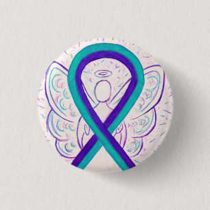 Bóton Redondo 2.54cm Pino do Anjo da Fita de Sensibilização do Roxo e