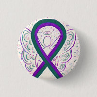 Pino do Anjo da Fita de Sensibilização Roxo e Verd