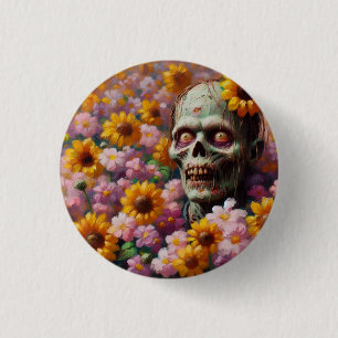 Bóton Redondo 2.54cm Pintura a óleo de Zombie no Dia das Bruxas de Flor