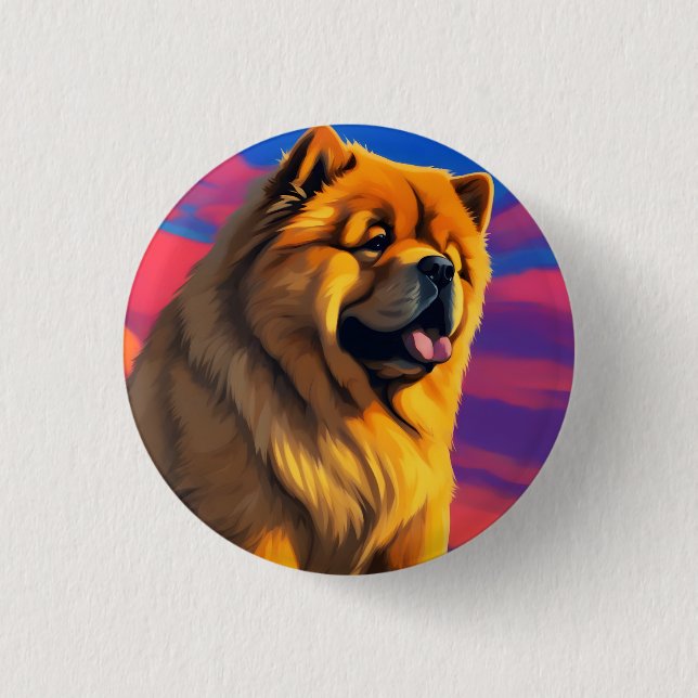 Bóton Redondo 2.54cm Pintura de Chow Chow (Frente)