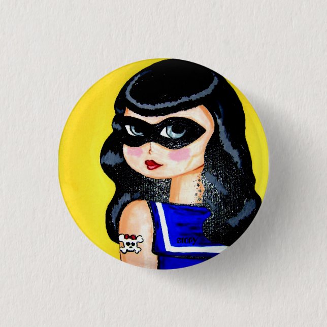 Bóton Redondo 2.54cm PinupGirl (Frente)