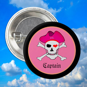 Bóton Redondo 2.54cm Piratas & Capitã "Graça" - Ilha do Tesouro /Menina