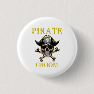 BÓTON REDONDO 2.54CM PIRATE SKULL GROOM DOURADO