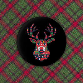 Bóton Redondo 2.54cm Pixel Reindeer Retro Ugly Sweater Button