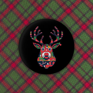 Bóton Redondo 2.54cm Pixel Reindeer Retro Ugly Sweater Button