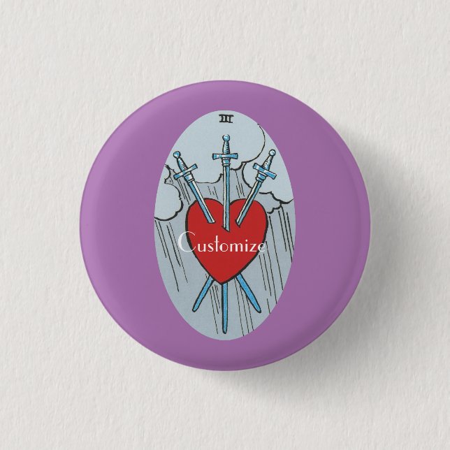 Bóton Redondo 2.54cm Placa Tarot 3 Espadas Troço_Trova (Frente)