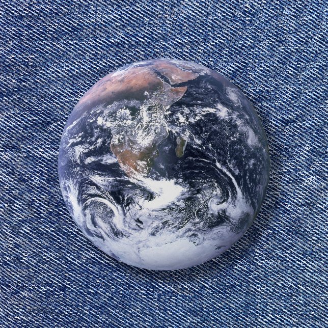Bóton Redondo 2.54cm Planeta Terra Bola Azul (Blue Marble Planet Earth Button)