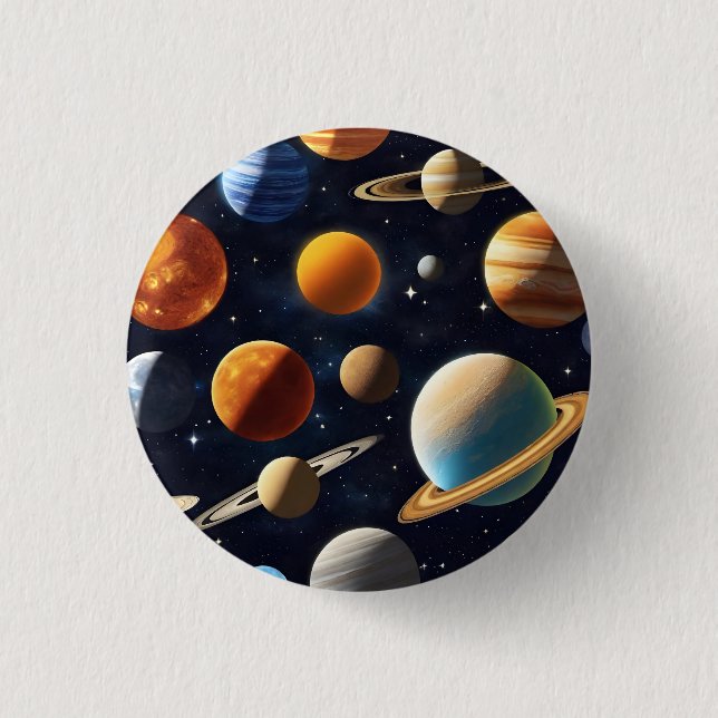 Bóton Redondo 2.54cm Planetas espaciais externos 2 (Frente)
