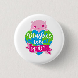 Bóton Redondo 2.54cm Plushies Love Peace | Terra do Coração de Kawaii C