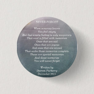 Bóton Redondo 2.54cm poema "Nunca Esqueça" - Botão