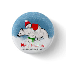 Polar Bear Mãe com Filhos Feliz Natal