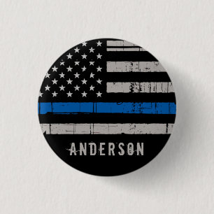 Bóton Redondo 2.54cm Polícia de linha azul fina de Polícia personaliz