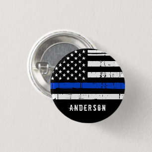 Bóton Redondo 2.54cm Polícia de linha azul fina de Polícia personaliz