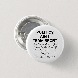 Bóton Redondo 2.54cm Política não é esporte de equipe