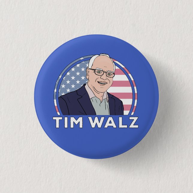Bóton Redondo 2.54cm Política Tim Walz (Frente)
