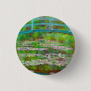 Bóton Redondo 2.54cm Ponte Monet Japonesa e Lírios de Água