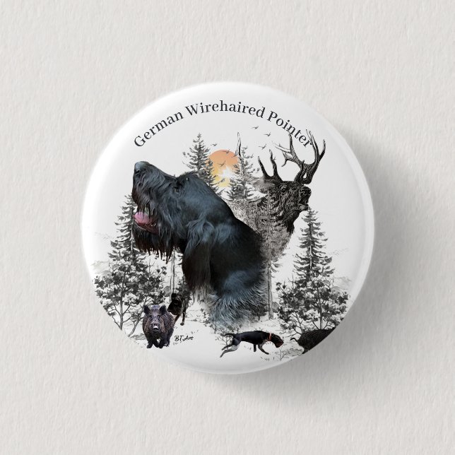Bóton Redondo 2.54cm Ponteiro alemão Wirehaired (Frente)